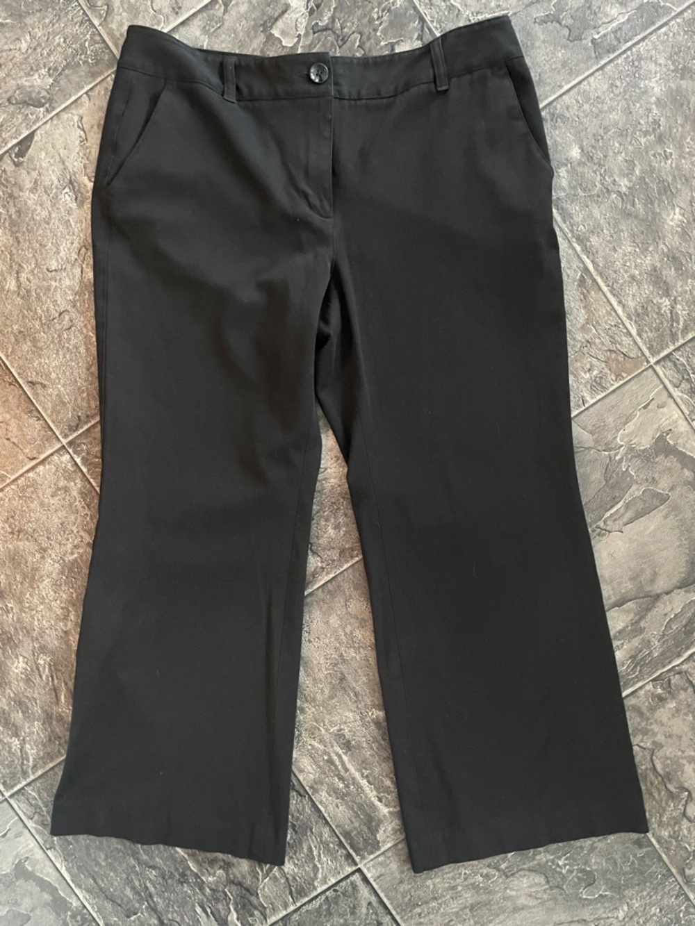 TALBOTS Petite Stretch Black Zip Business Office Casual Straight-Leg Dress Pants